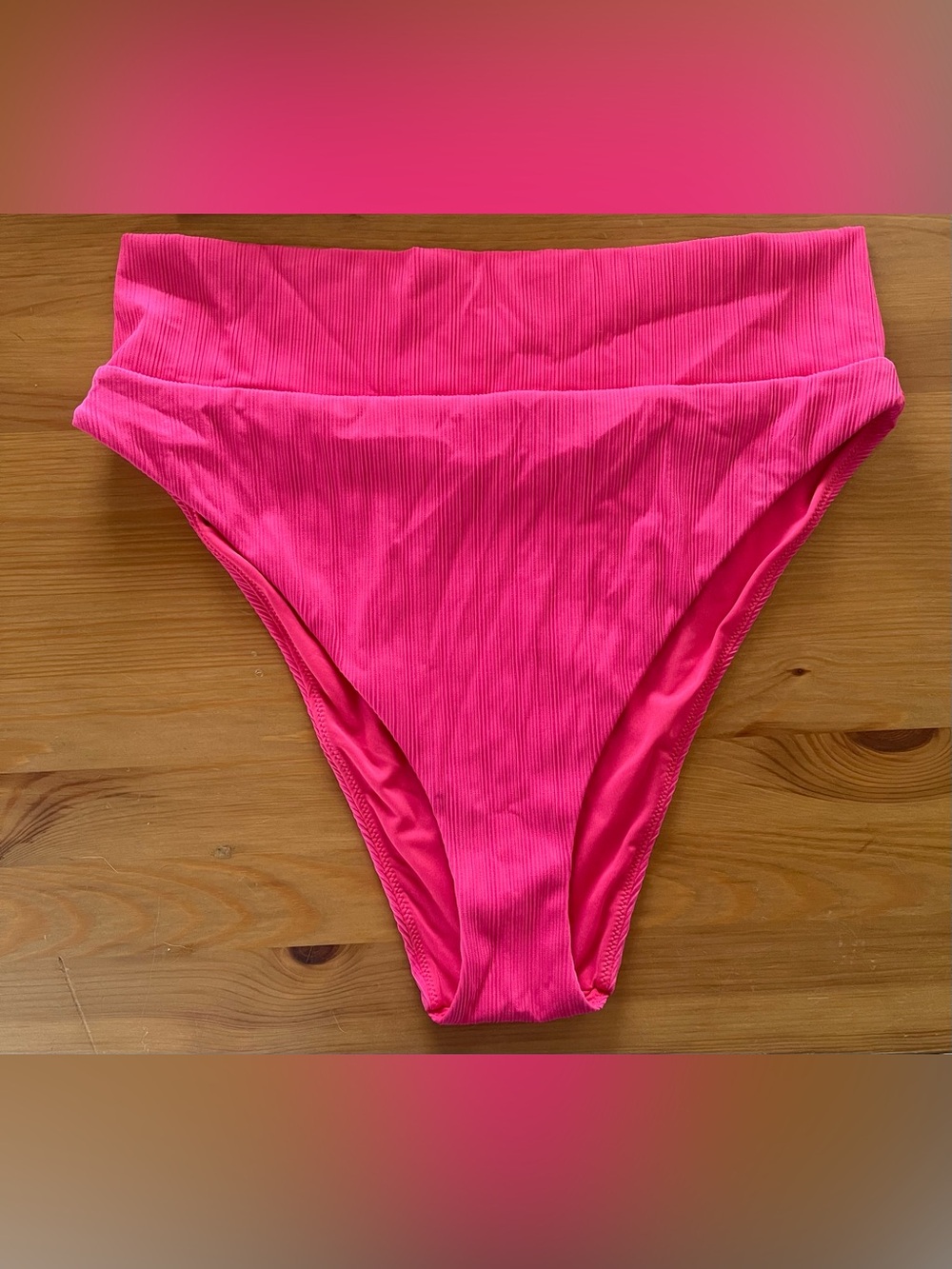 Aerie High-Waist Ribbed Bikini Bottom - Hot Pink